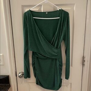 Elegant Green Wrap Dress
